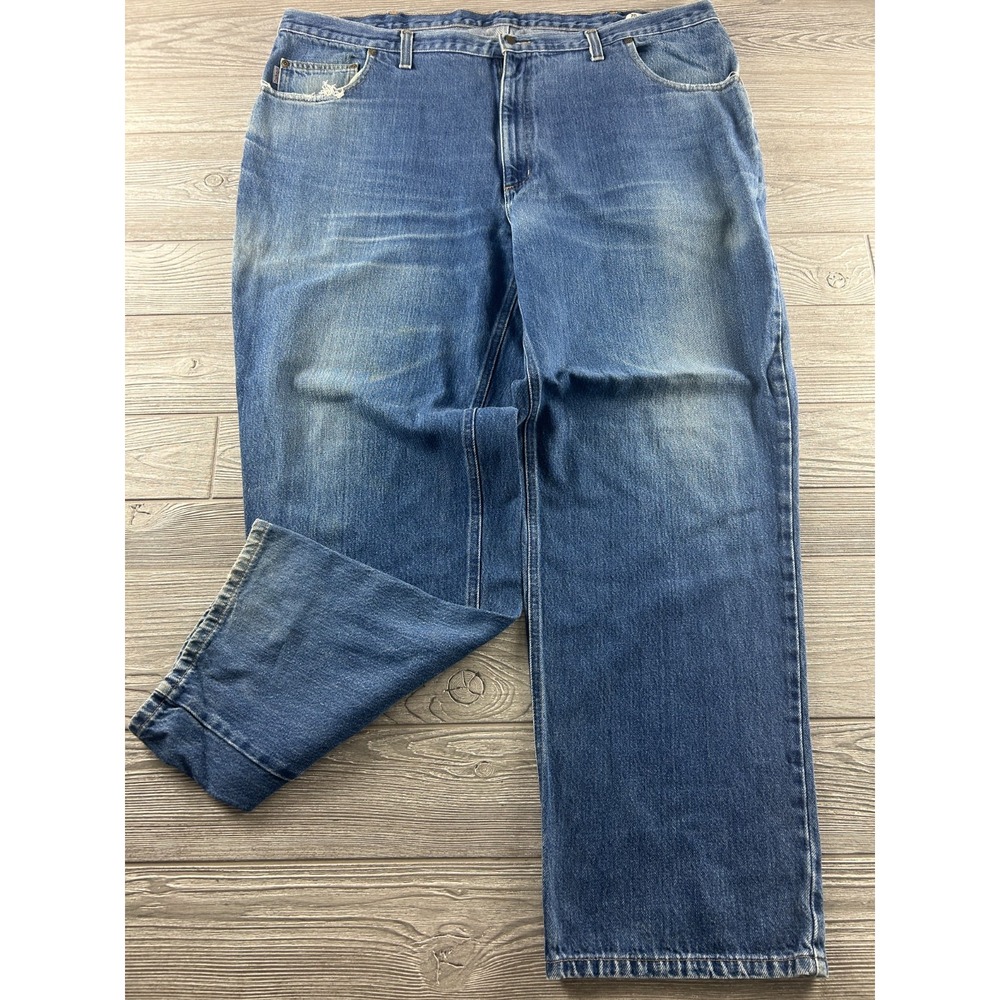 Carhartt Relaxed Fit Denim Jeans Mens 44x32 Blue Straight Leg 100% Cotton 381-83